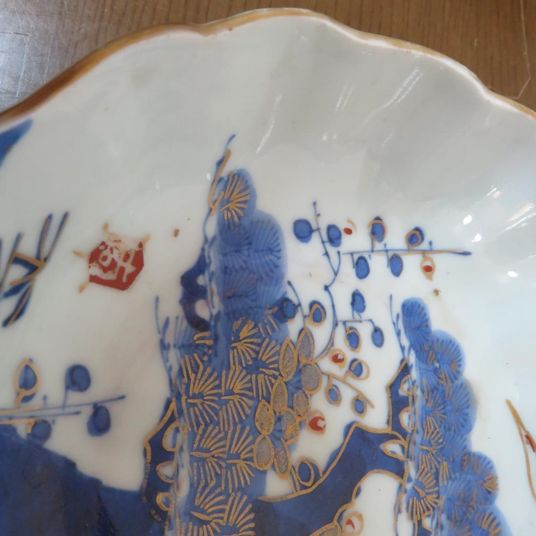 なます皿 5枚 金彩 松竹梅 色絵付 鶴亀