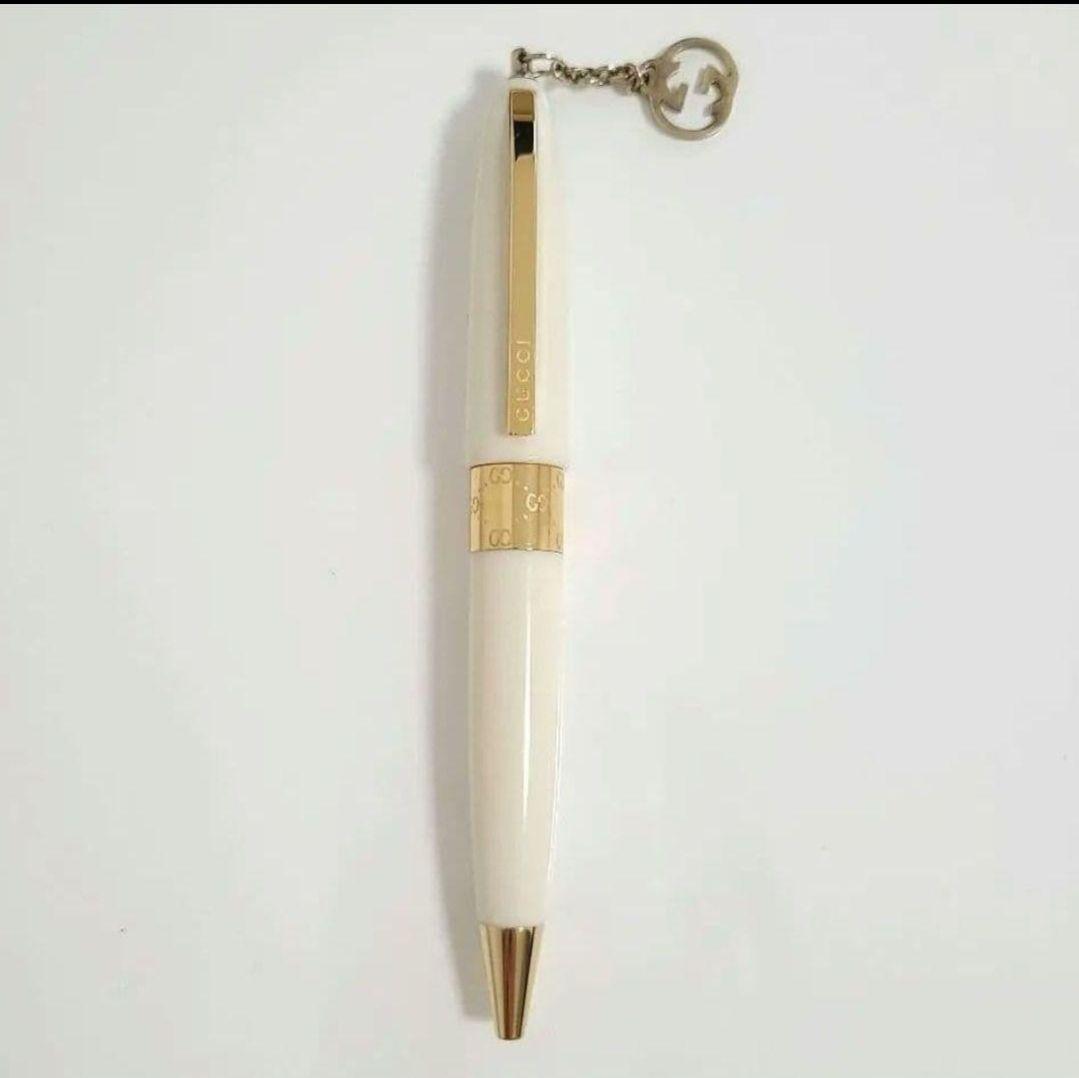 GUCCI ボールペン 専用ケース 説明書付き ホワイト ゴールド