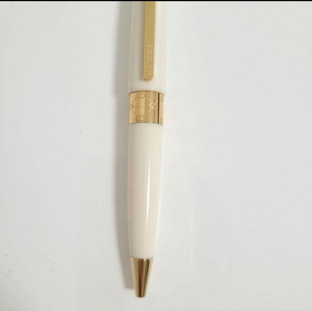 GUCCI ボールペン 専用ケース 説明書付き ホワイト ゴールド