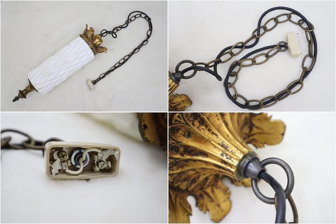 アンティーク調 ガラス ペンダントライト ランプ シェード 真鍮 アールヌーボー