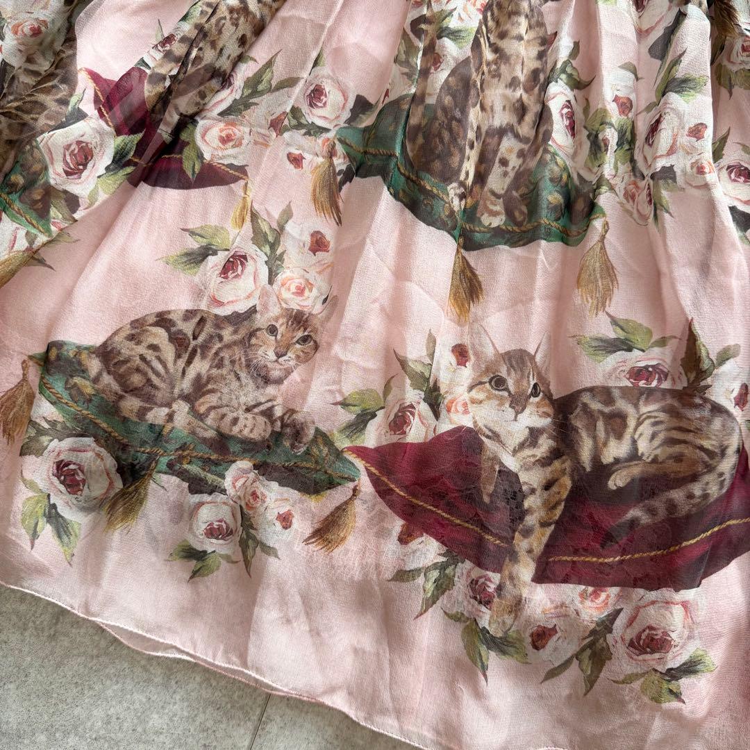 ドルチェアンドガッバーナ スカート　シルク100% 36 ピンク　アニマル　薔薇