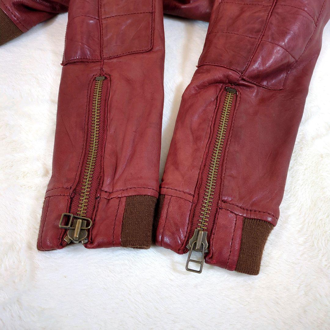 Johnbull レザージャケット MA-1 ラムレザー M ダメージ加工