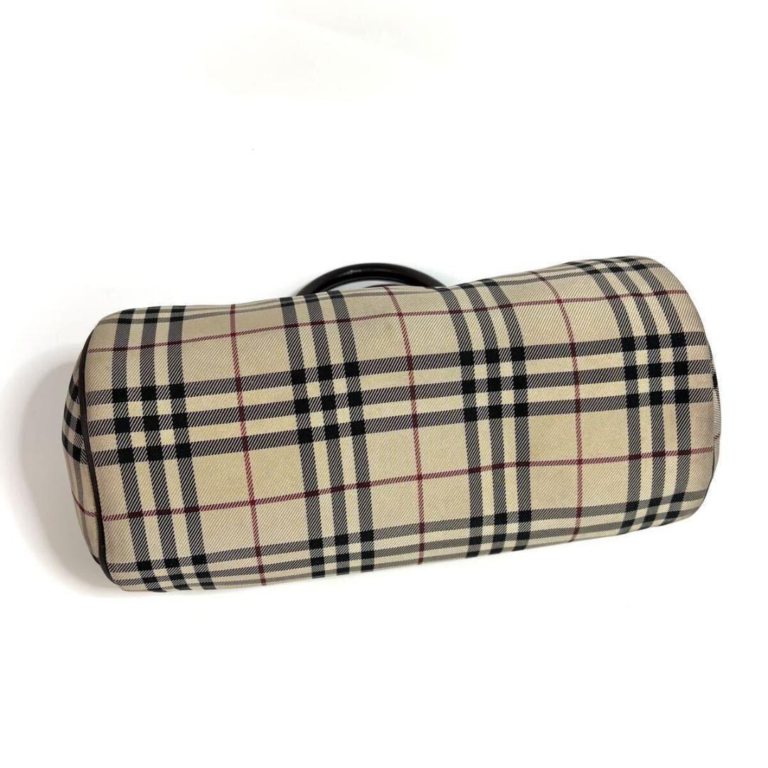 【美品】BURBERRY レザー ミニボストンバッグ ノバチェック シルバー金具