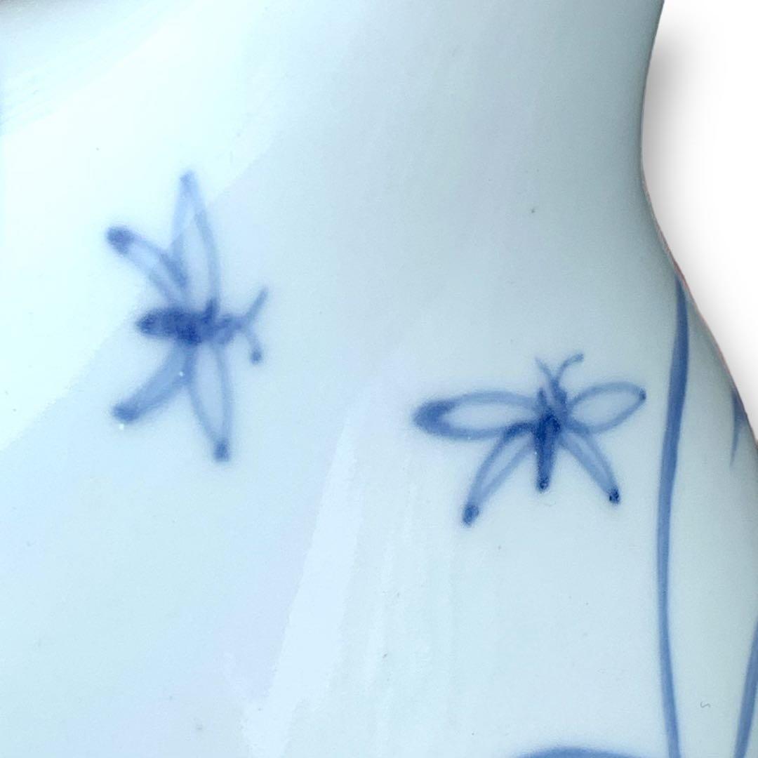 李朝 染付 染め付け 花瓶 一輪挿し トンボ 蜻蛉 朝鮮 骨董 美術 岩 草