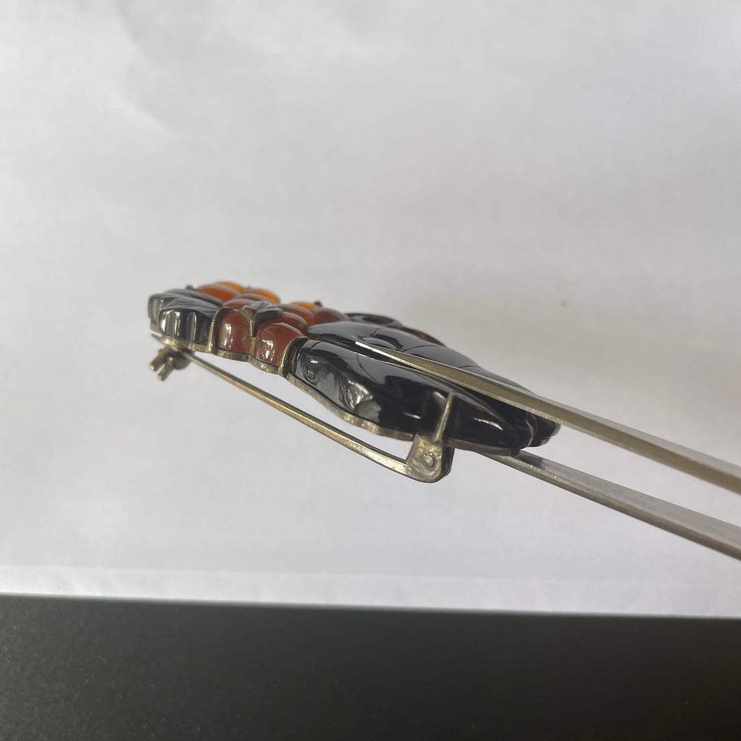 本鼈甲　銀　ブローチ　アンティーク