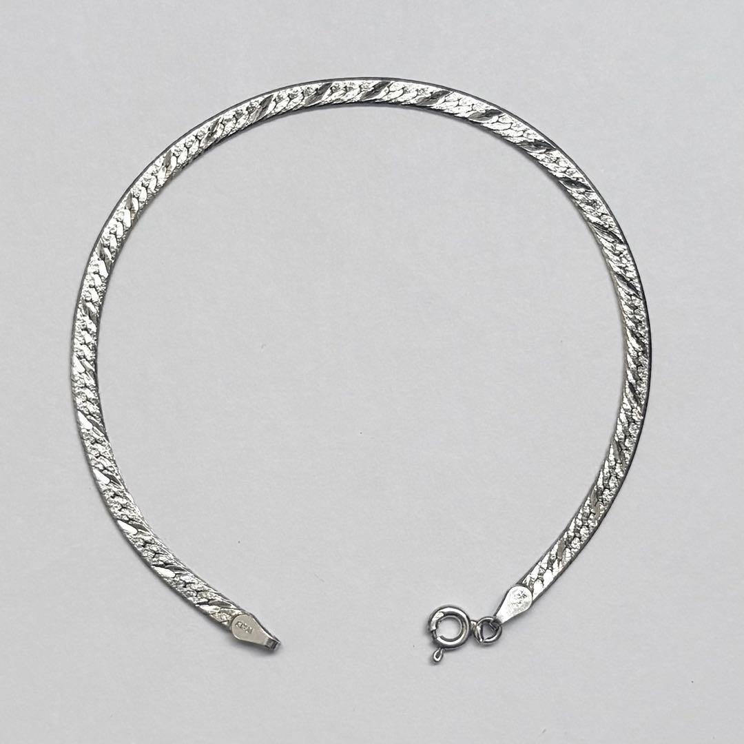 イタリア製 925 ヴィンテージ 編み込み ヘリンボーンチェーン ブレスレット