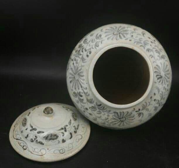 骨董品   元青花纏枝蓋缶