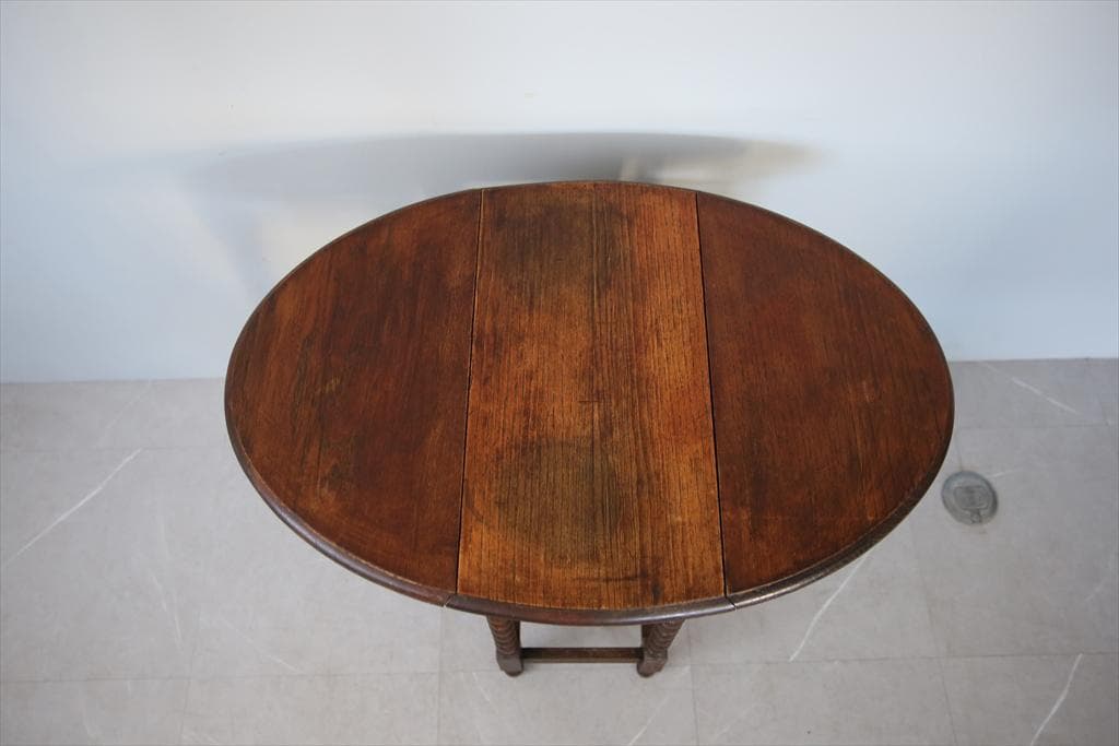 英国アンティーク木製ゲートレッグテーブル/ダイニング机バタフライ(91-120)