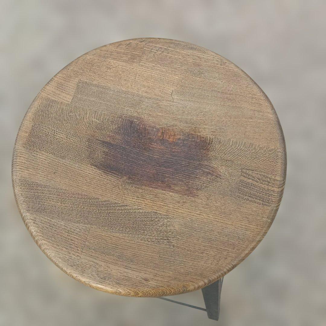 S*y様 5003)円形木製座面のアイアンスツール　ヴィンテージ　インダストリア