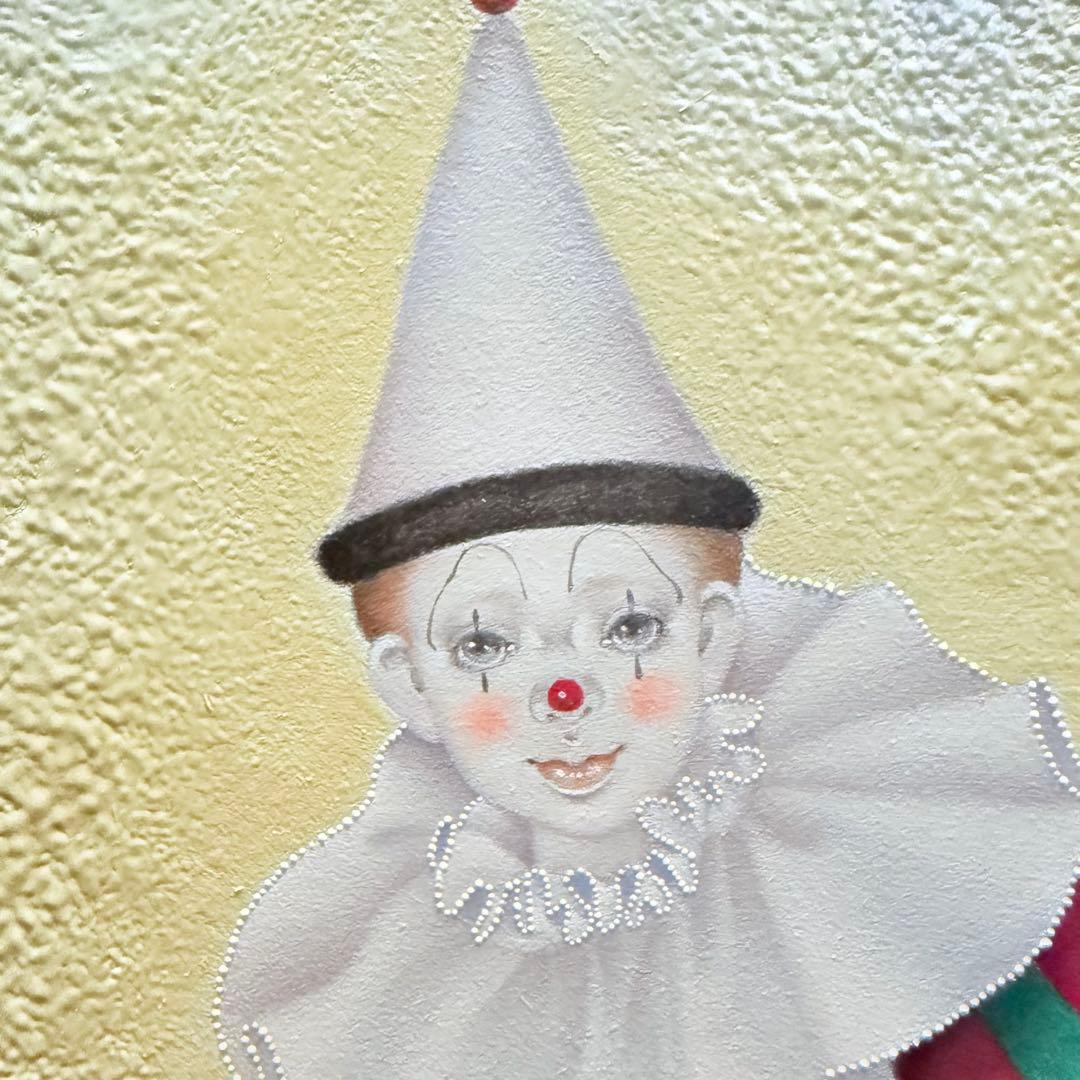 新春特別価格 ‼️くろねこ‼️川内令子『ピエロと黒猫』油彩画99年作真筆署名有