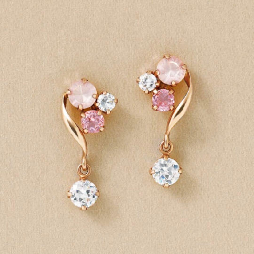 【TAKE-UP】揺れるカラーストーンピアス ピンクゴールド