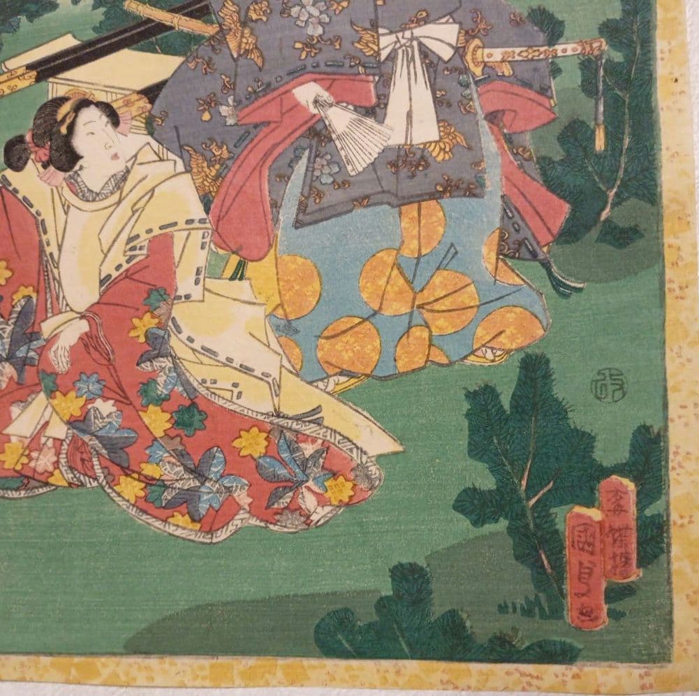 浮世絵版画、紫式部源氏かるた29番行幸、二代歌川国貞画、安政4年出版（1857)