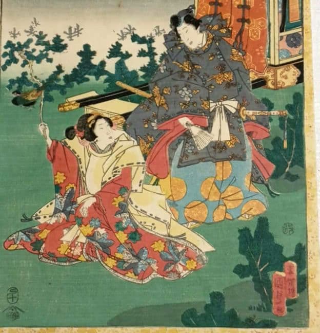 浮世絵版画、紫式部源氏かるた29番行幸、二代歌川国貞画、安政4年出版（1857)
