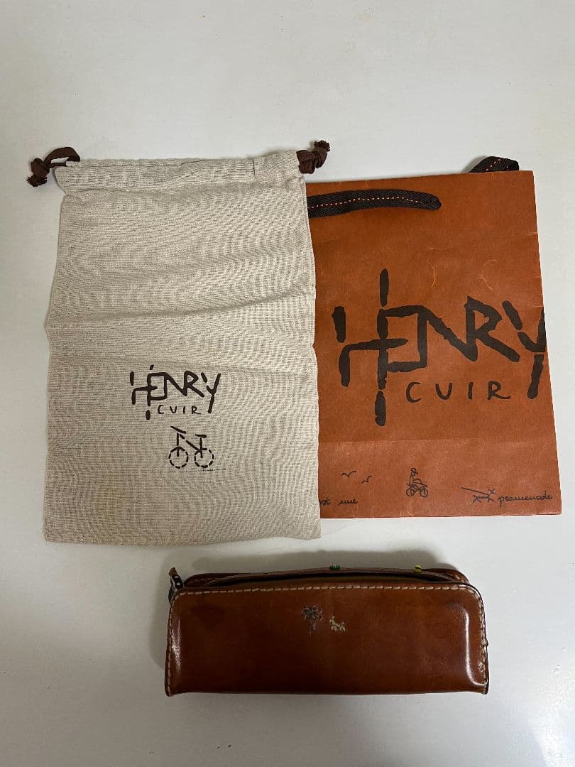 アンリークイール　 レザーペンケース ブラウン