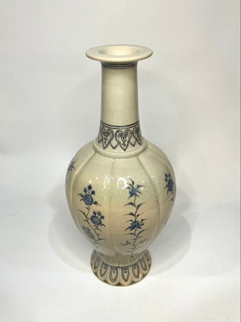 十四代沈壽官 瓜型染付花瓶