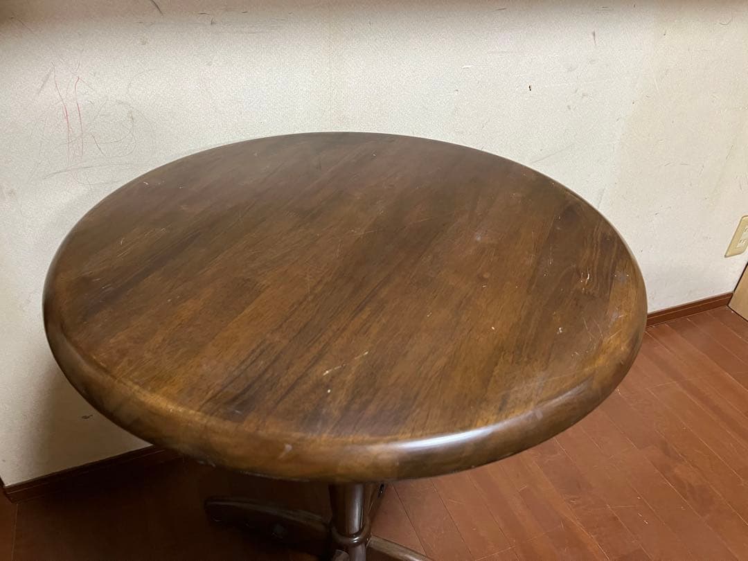 【アンティーク】木製丸型カフェテーブル　サイドテーブル