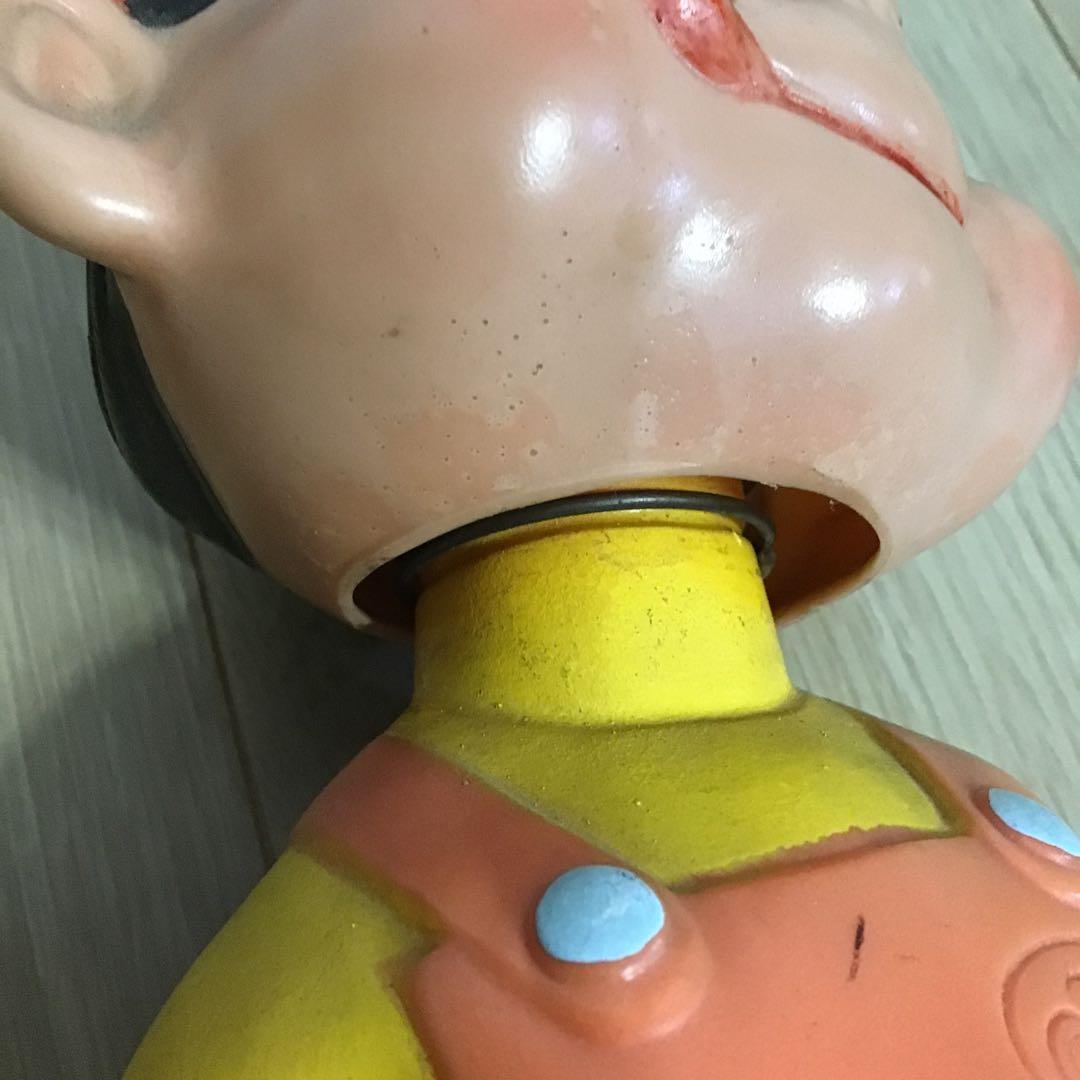 昭和レトロ　鉄製台座付き　首振り　手塗り　不二家ペコちゃん　 カウンター用