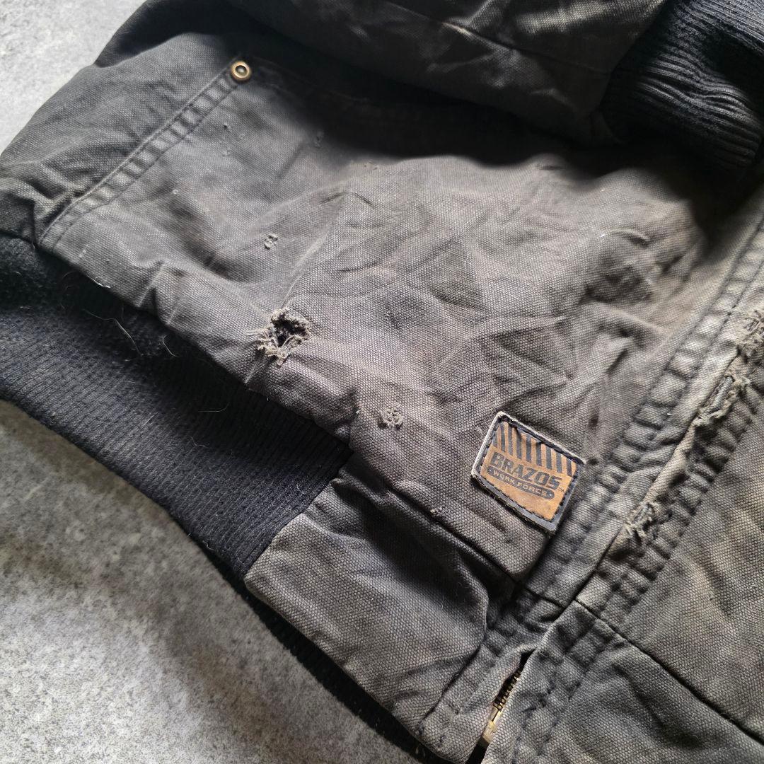 BRAZOSダック地アクティブジャケットフーディー企業ロゴフェードグランジボロL