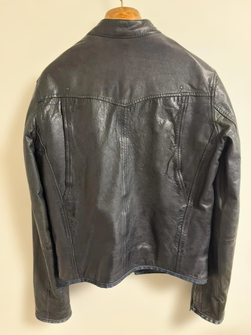 G-Star ジースター 羊革 ブラックレザージャケット×デニム S