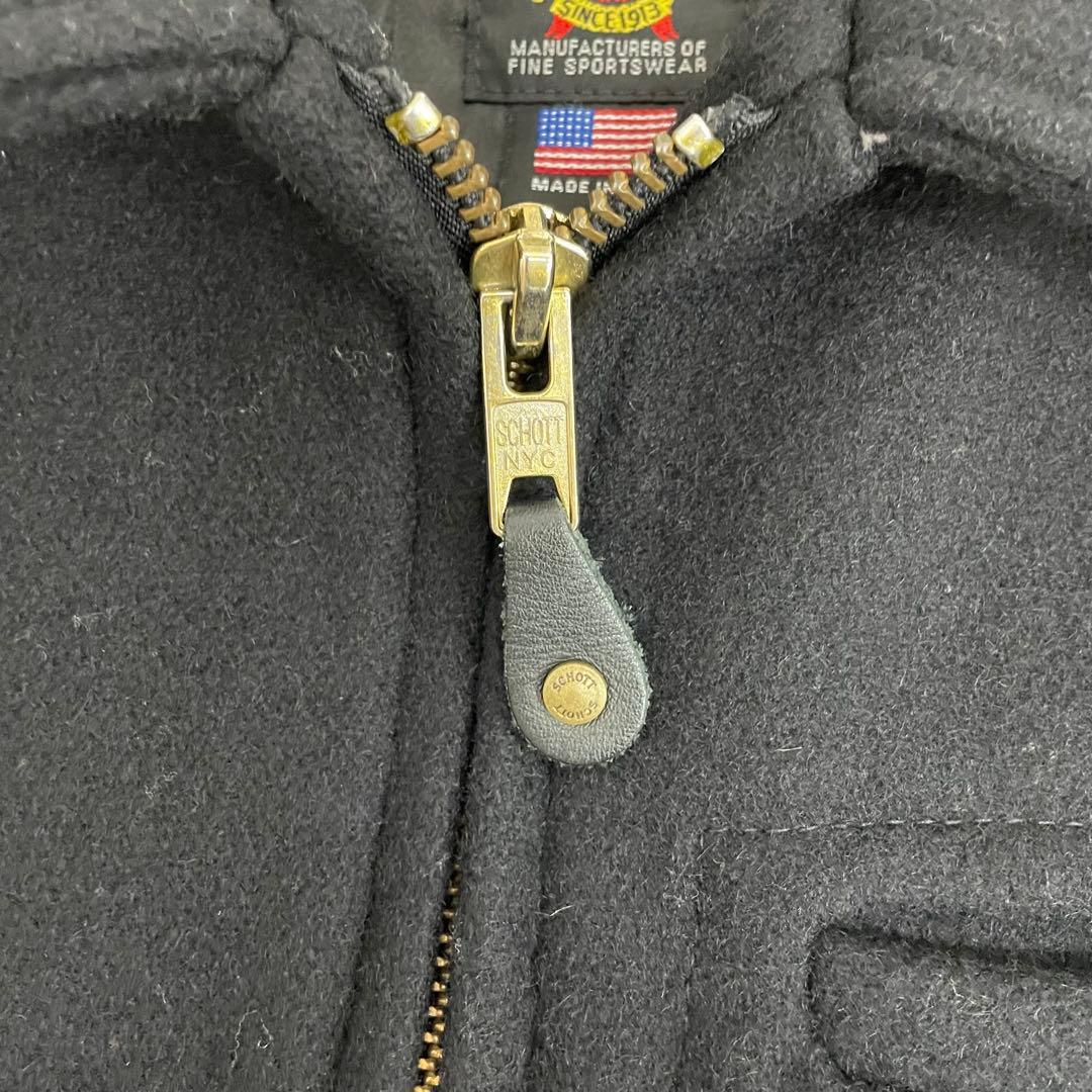 knmen129-0747 ショット　メルトン　CPO ジャケット36 ブラック