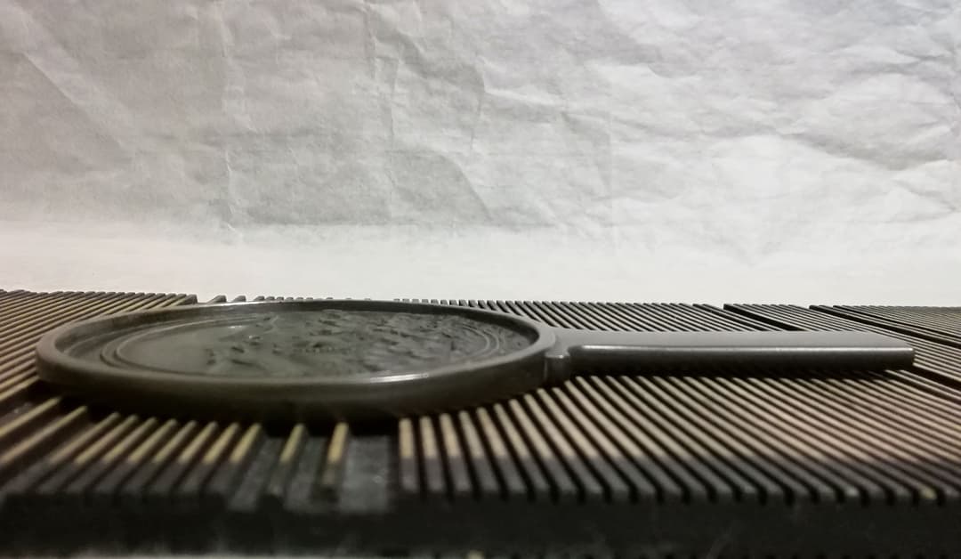 和鏡　銅鏡　柄鏡　手鏡　室町時代　古銅　吉祥文様　和骨董　アンティーク