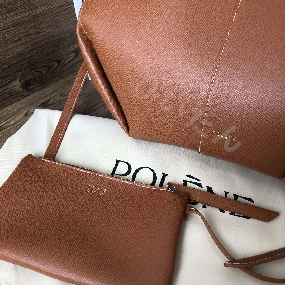 POLÈNE ブラウン トートバッグ ポーチ付き