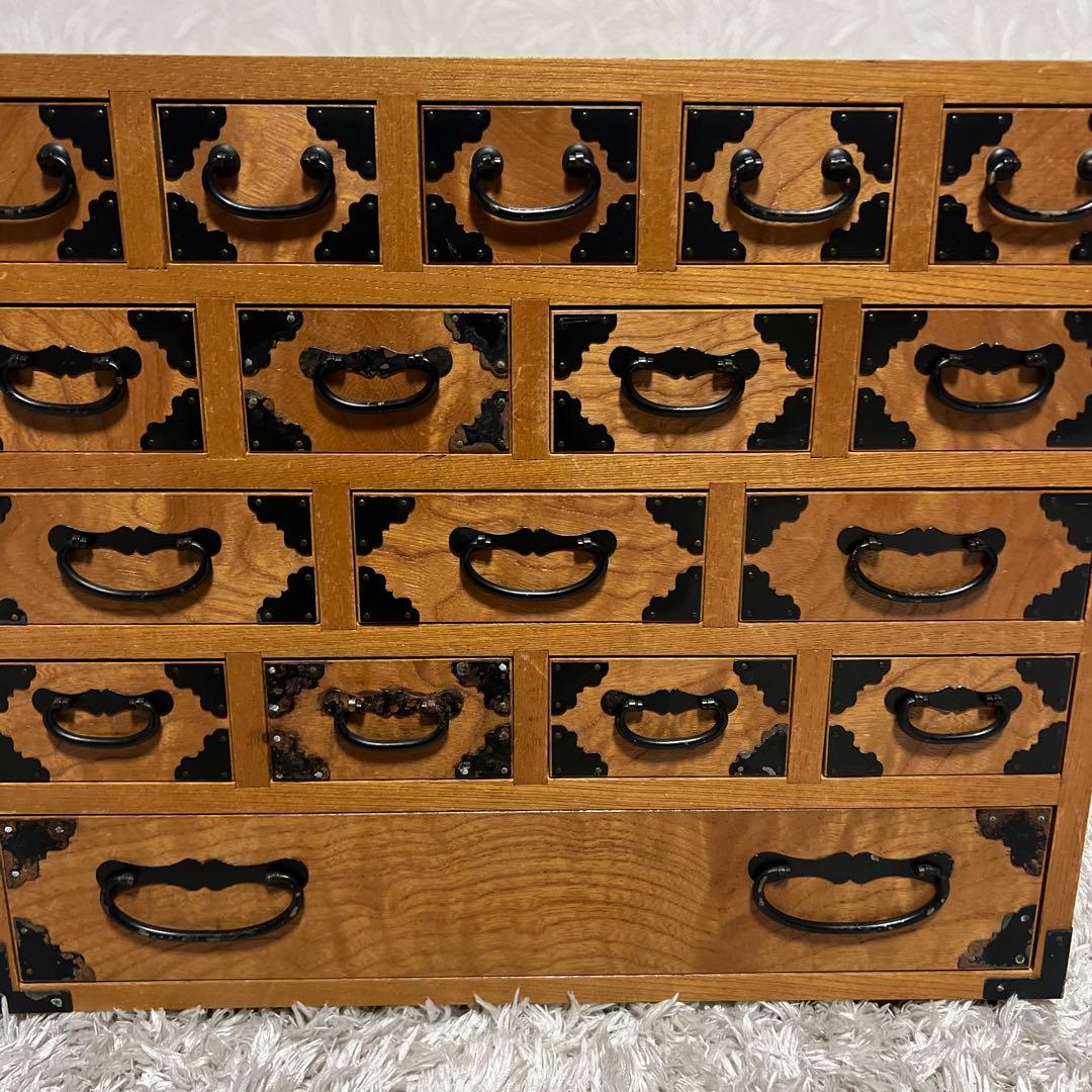 骨董品　薬箪笥　薬箱　小箪笥　5段小引き出し17杯 昭和レトロ 小物入れ ②