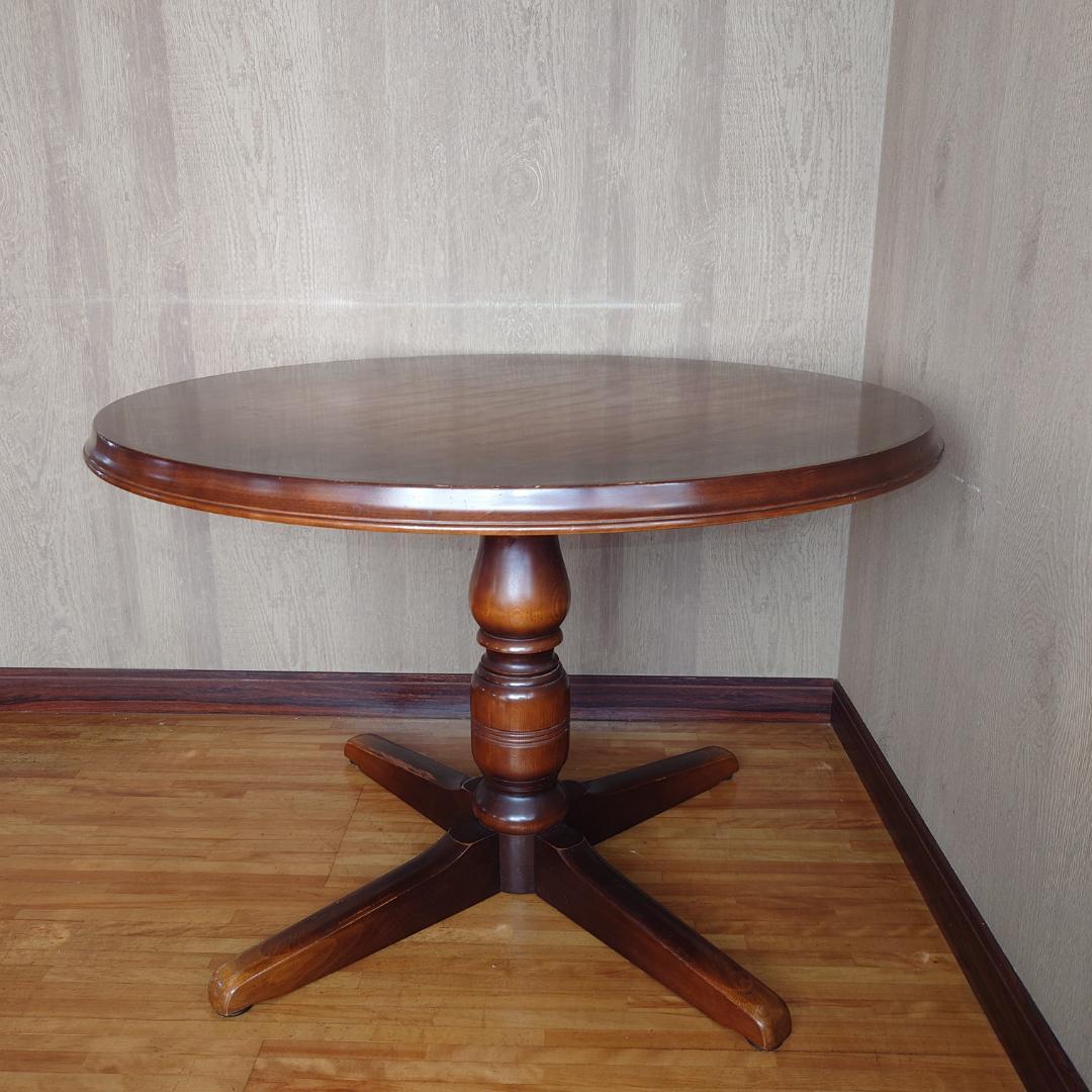 【飛騨産業】天然木カバ製円形ダイニングテーブル【梱包・発送たのメル便】