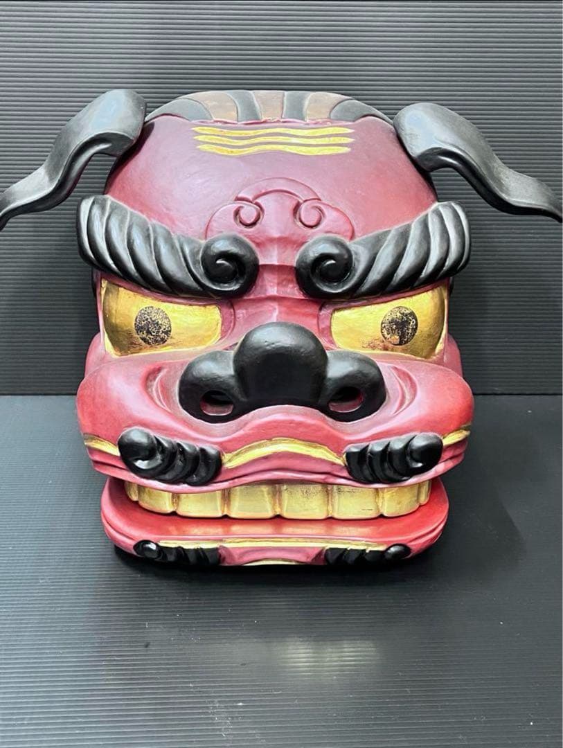 獅子頭　獅子舞　木製獅子頭　特大サイズ　３０センチ越え　獅子頭置物　魔除け置物