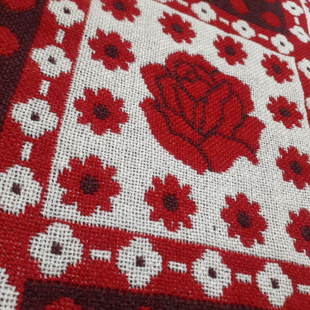 レア❗昭和レトロ　ミッドセンチュリー　こたつ掛け　薔薇&水玉&花柄　マルチカバー