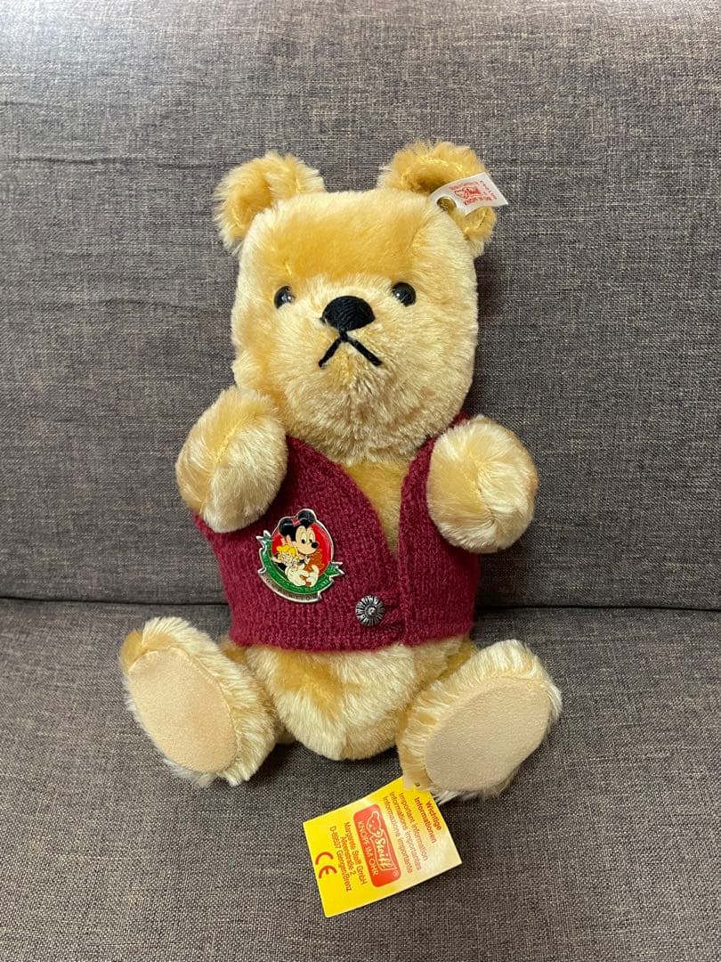 シュタイフ プーさん 限定ピンバッジ付き　1994 ディズニーワールド