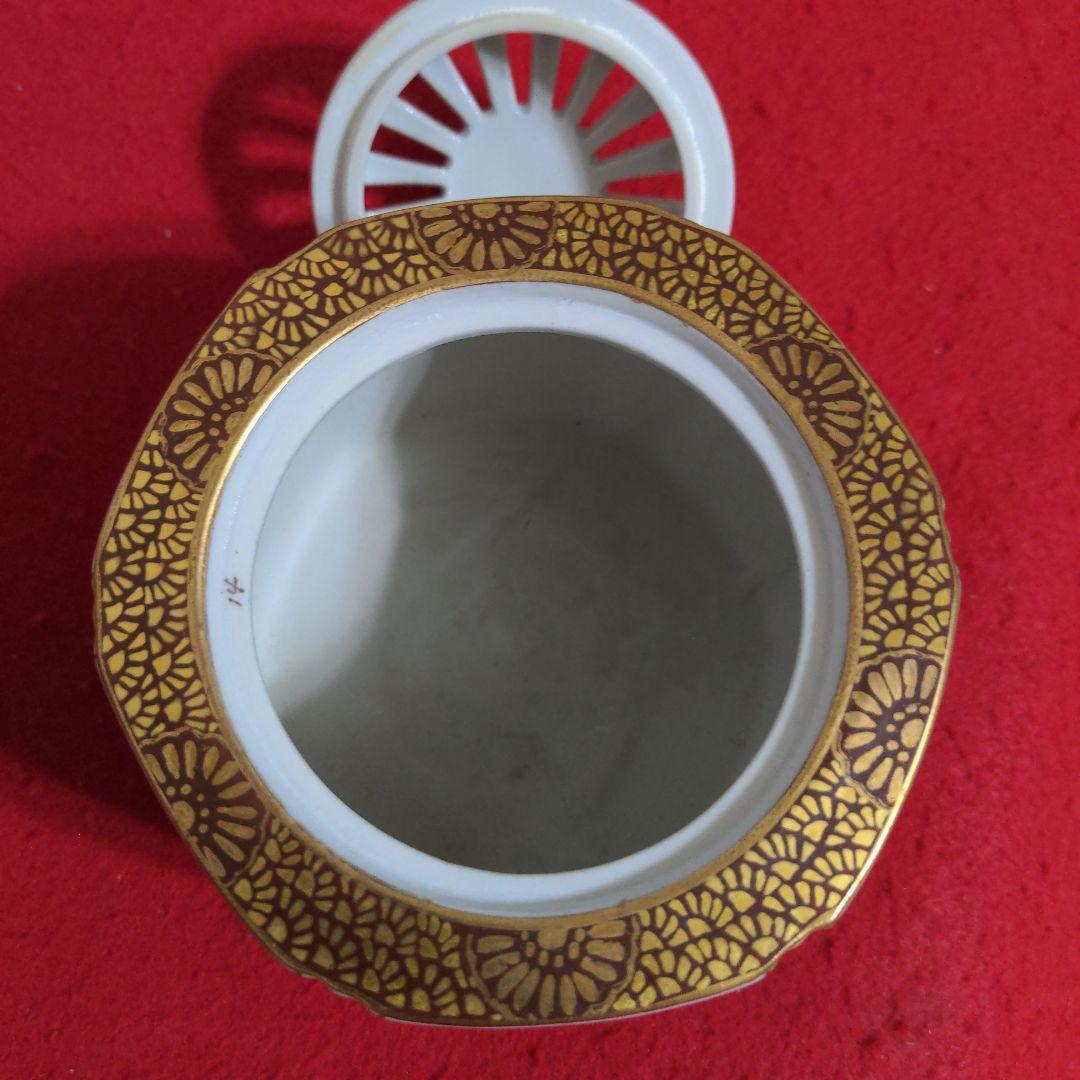 九谷焼　大雅　百人一首　毛筆細字　金彩錦絵　香炉