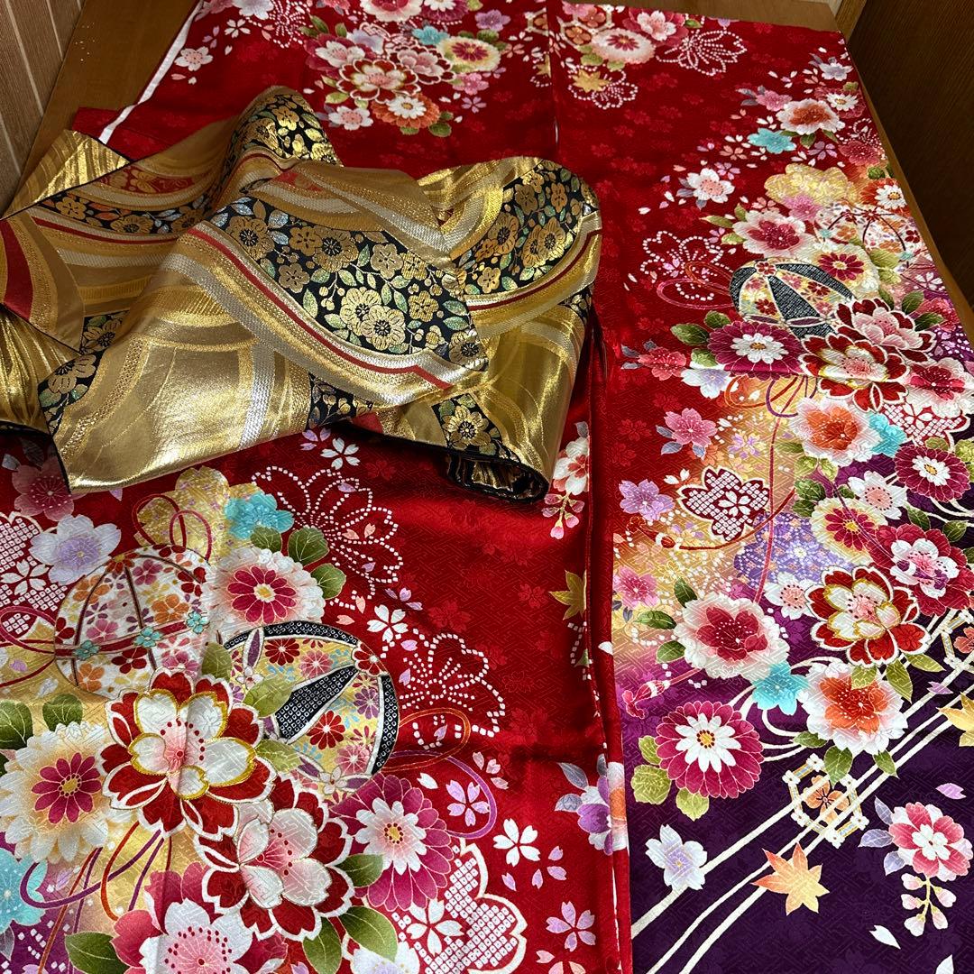 トールサイズ　正絹振袖　袋帯　小物セット　大きめサイズ　18ー10