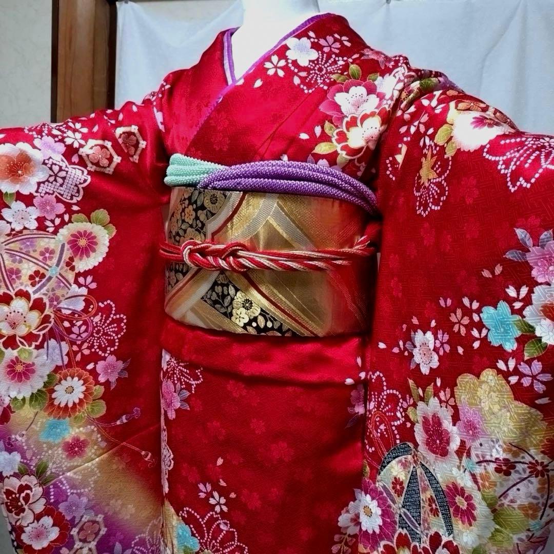 トールサイズ　正絹振袖　袋帯　小物セット　大きめサイズ　18ー10