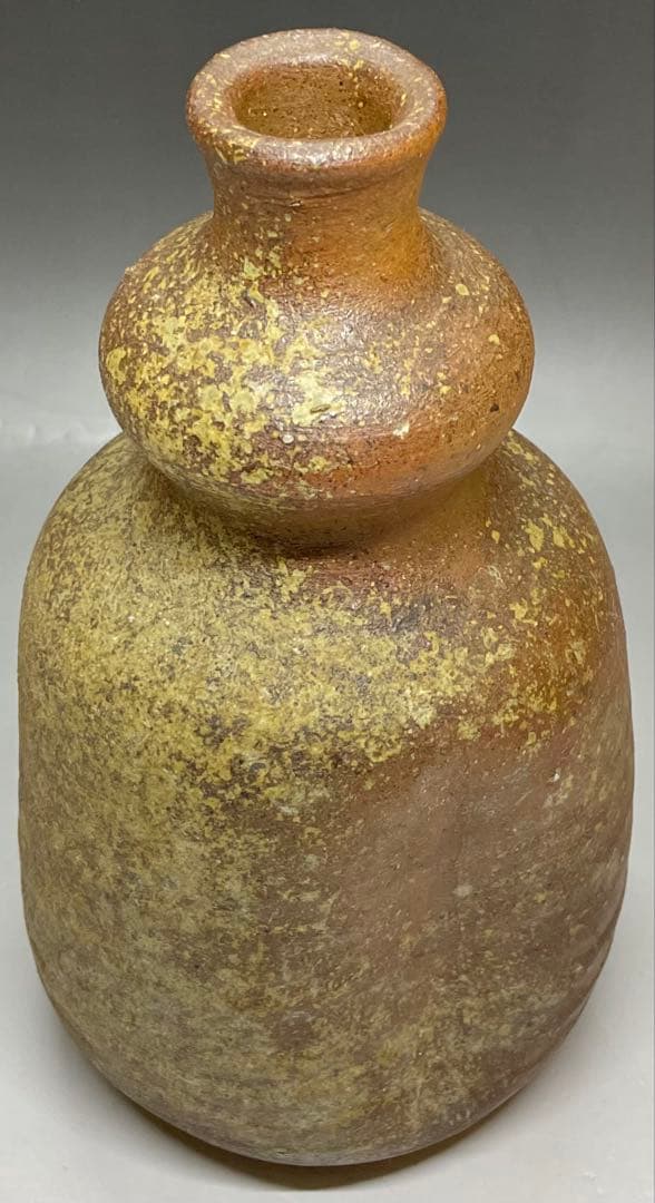 人間国宝　伊勢崎淳　瓢型花生　花入　備前焼　共箱　P99