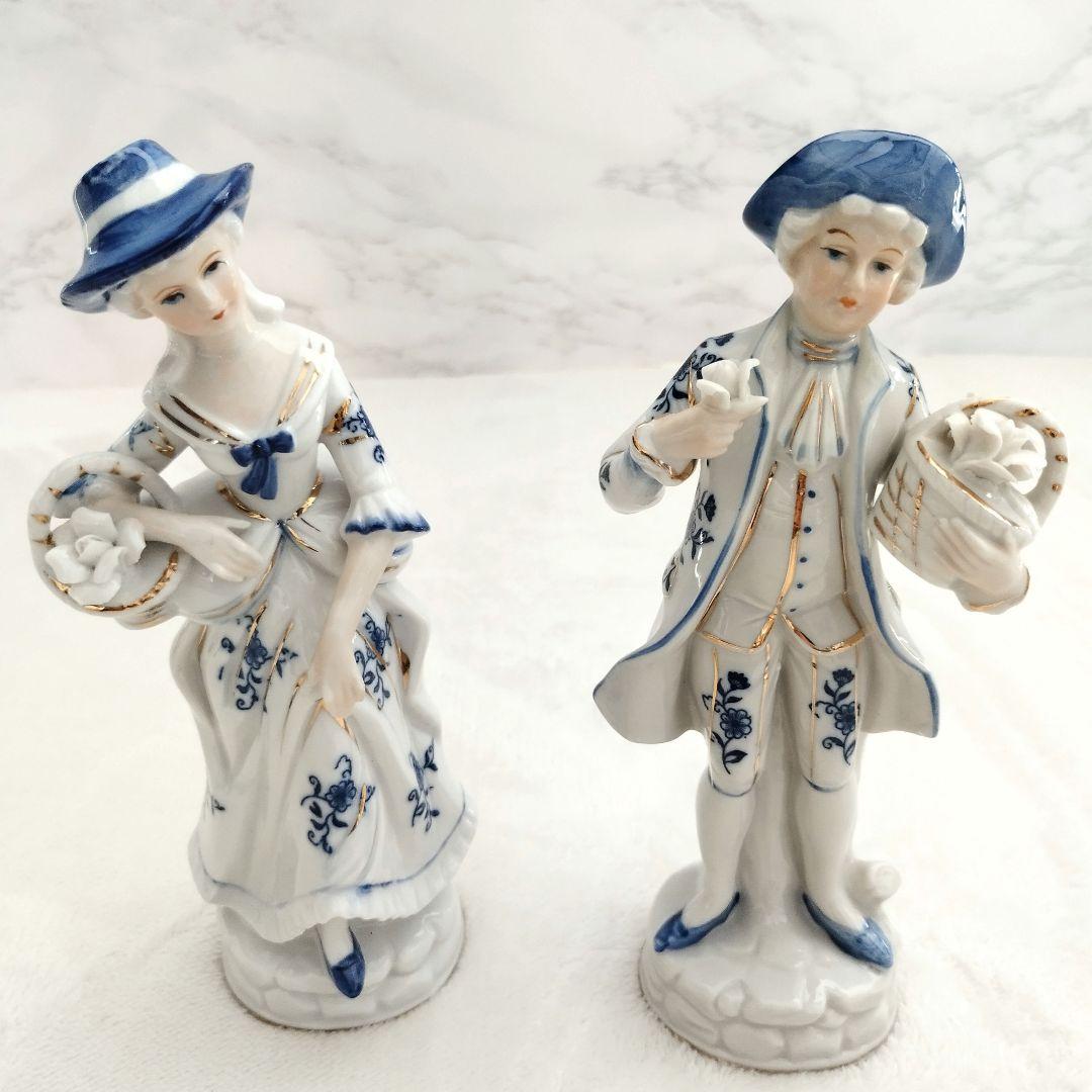 【美品】陶器　人形　男女ペアセット　インテリア 陶器人形 置物　オブジェ