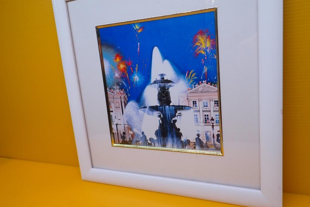 装飾画 アートパネル 噴水と花火 風景画 額装付き インテリア 壁掛け