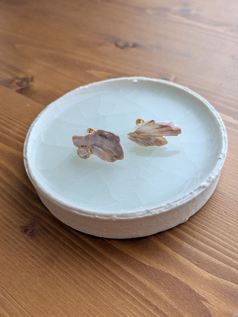 【みこし】雨氣 貝殻イヤリングとワンピース