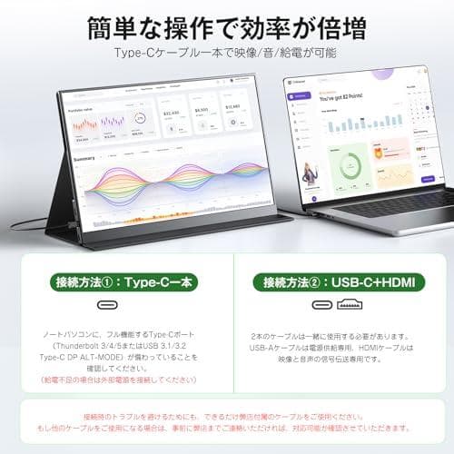 モバイルモニター 15.6インチ 軽量 保護カバー付き USB Type-C