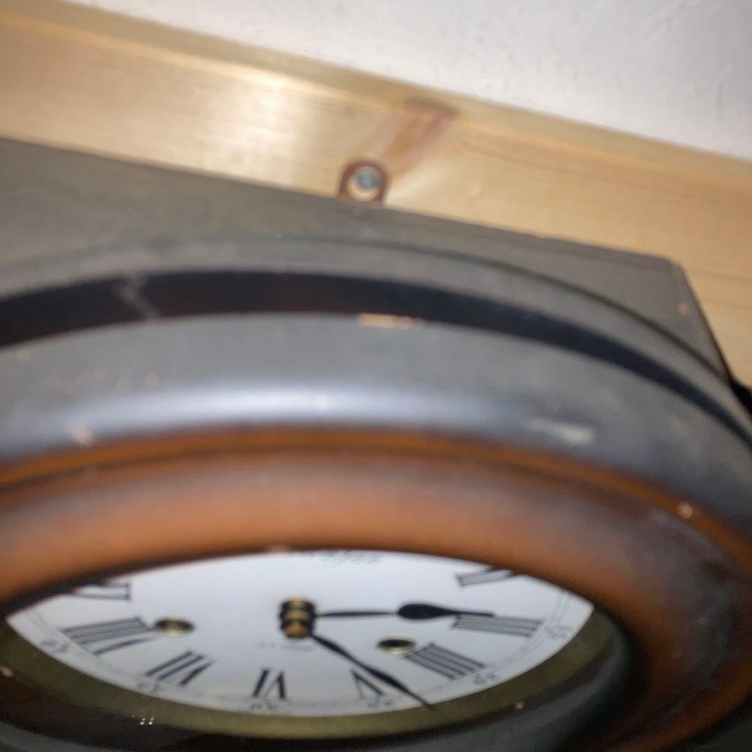 希少 アンティーク柱時計 堀田時計店 CROWNFAN ダルマ四つ丸 稼働中