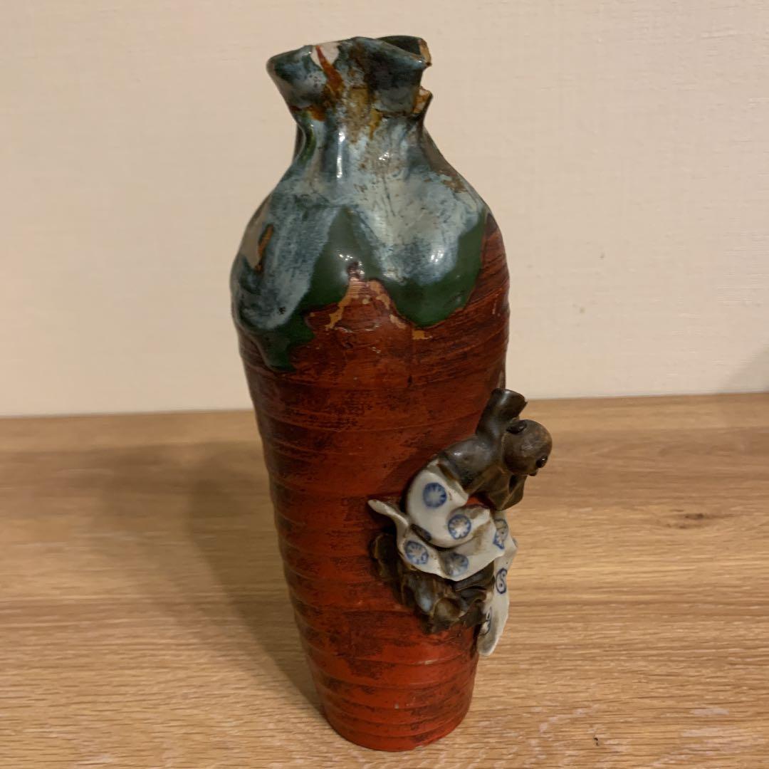 隅田焼　高浮雕人物花瓶　アンティーク　1客
