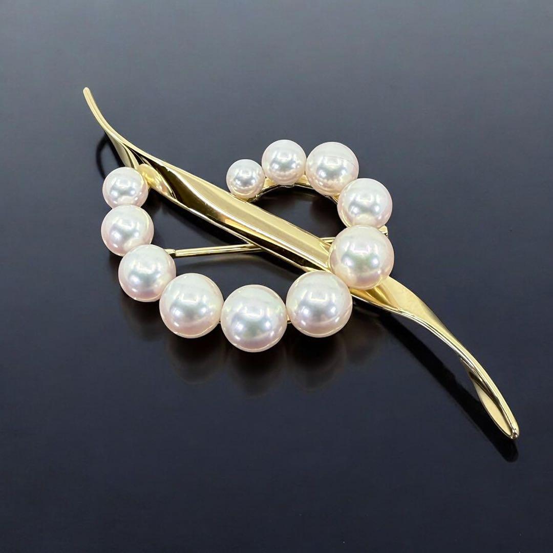 【未使用保管品】ミキモト K18 アコヤ　本真珠　パール　ブローチ