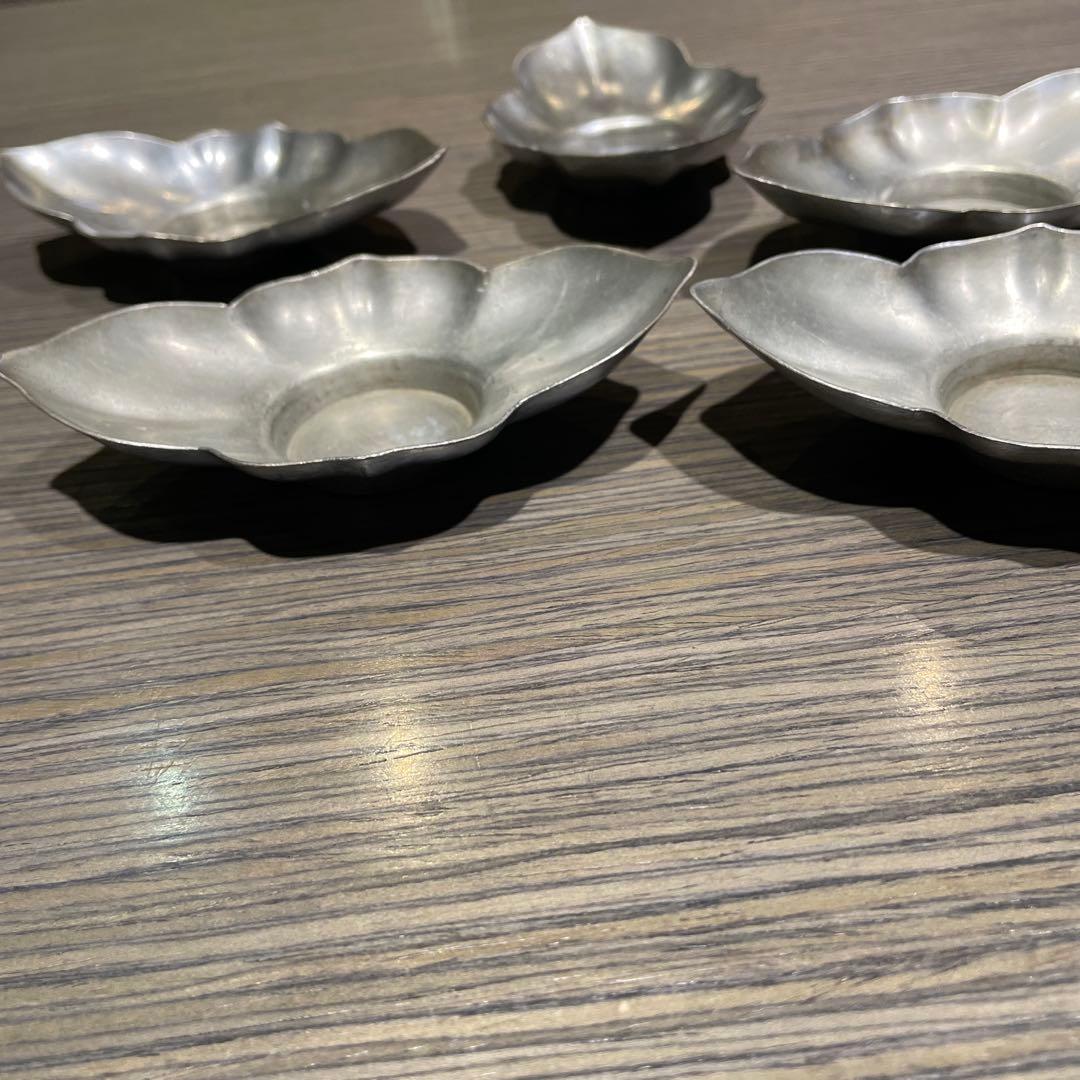 ［お値下げ］中国　古錫　張廣徳製　茶托　5客