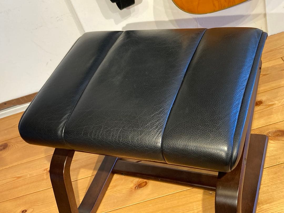 画像29枚 冨士ファニチア ブラック 本革 レザー オットマン スツール リク