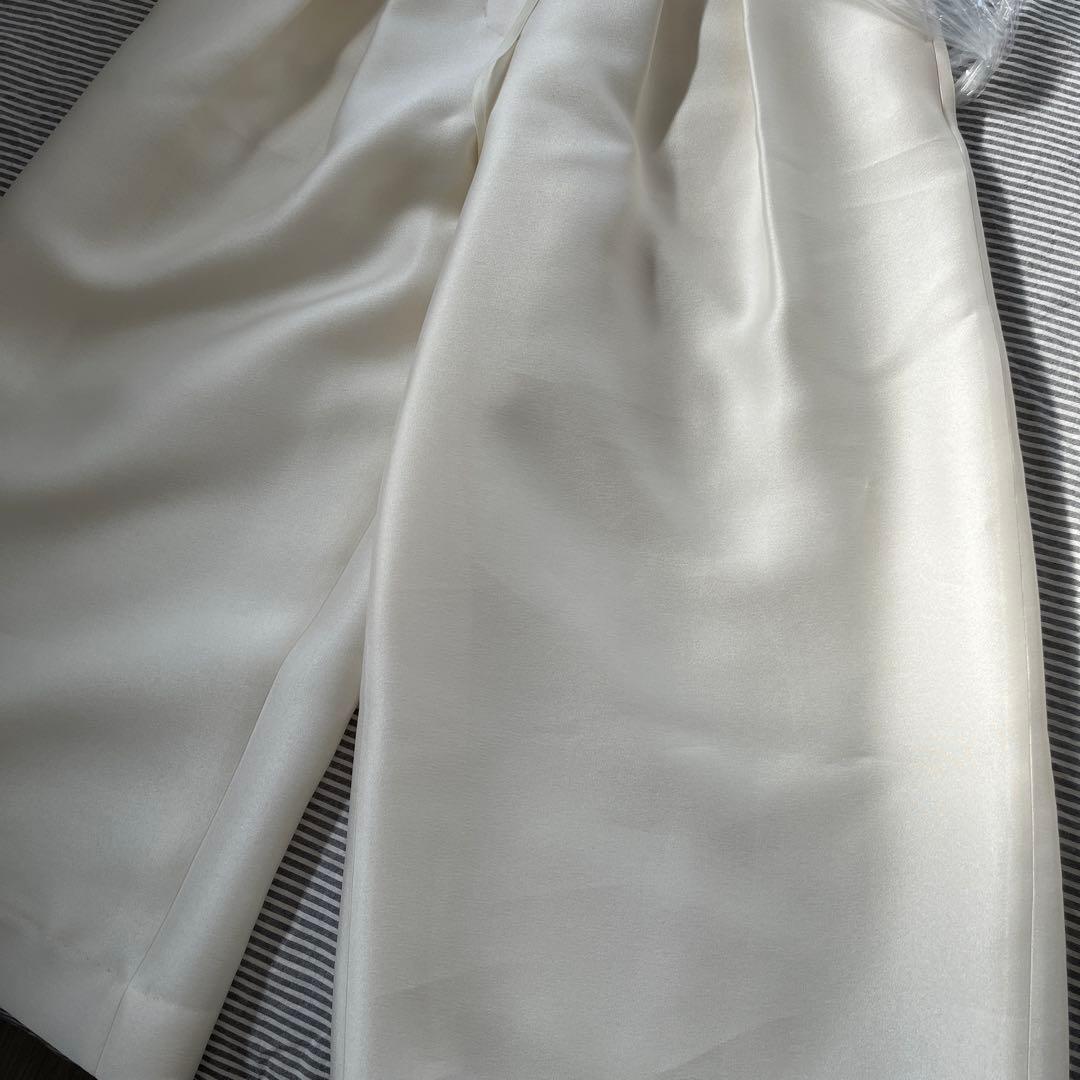 heve サテンフレアガウチョパンツ　白36