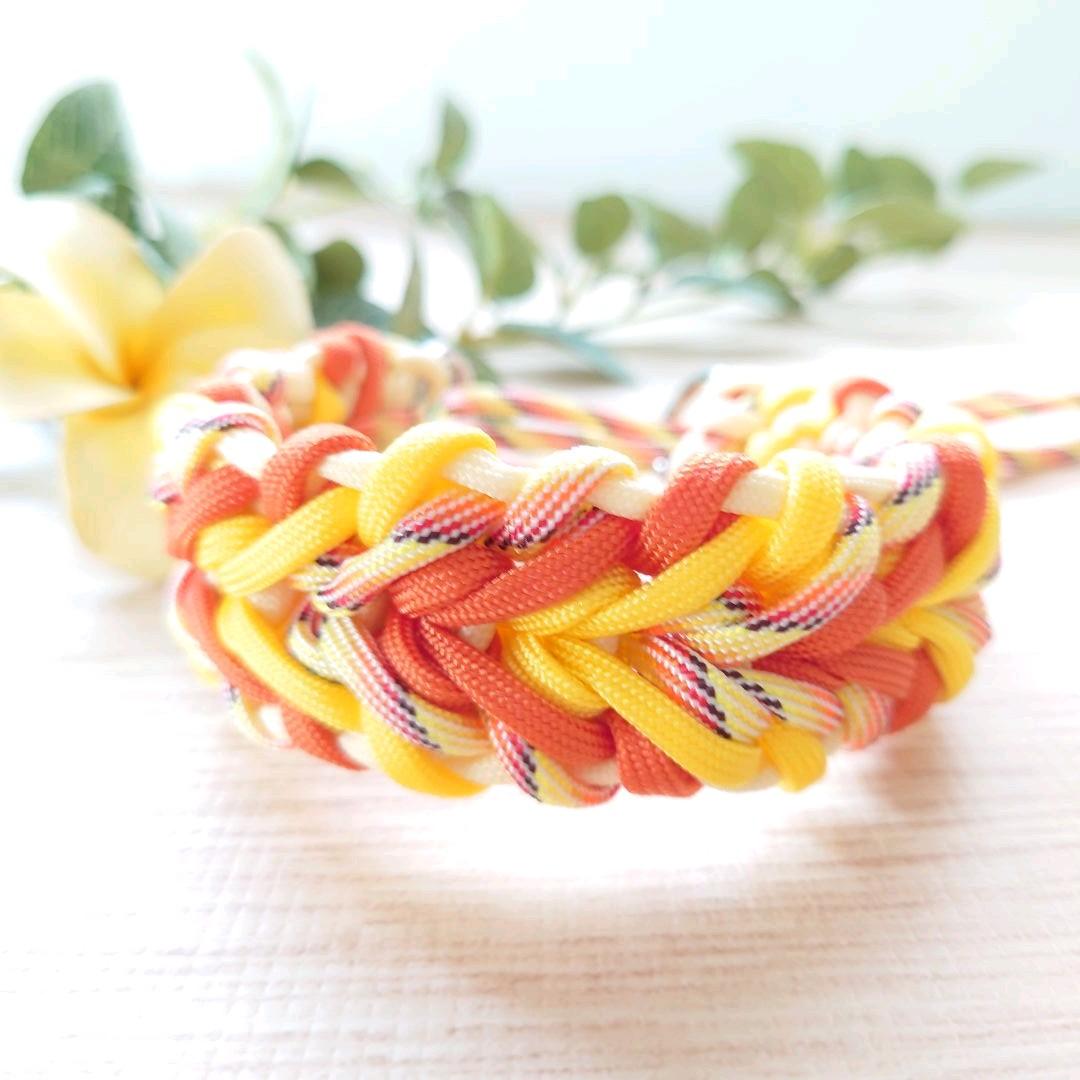 パラコード首輪　太めハーフチョーク　スマイルコンチョ付　中型犬　№080