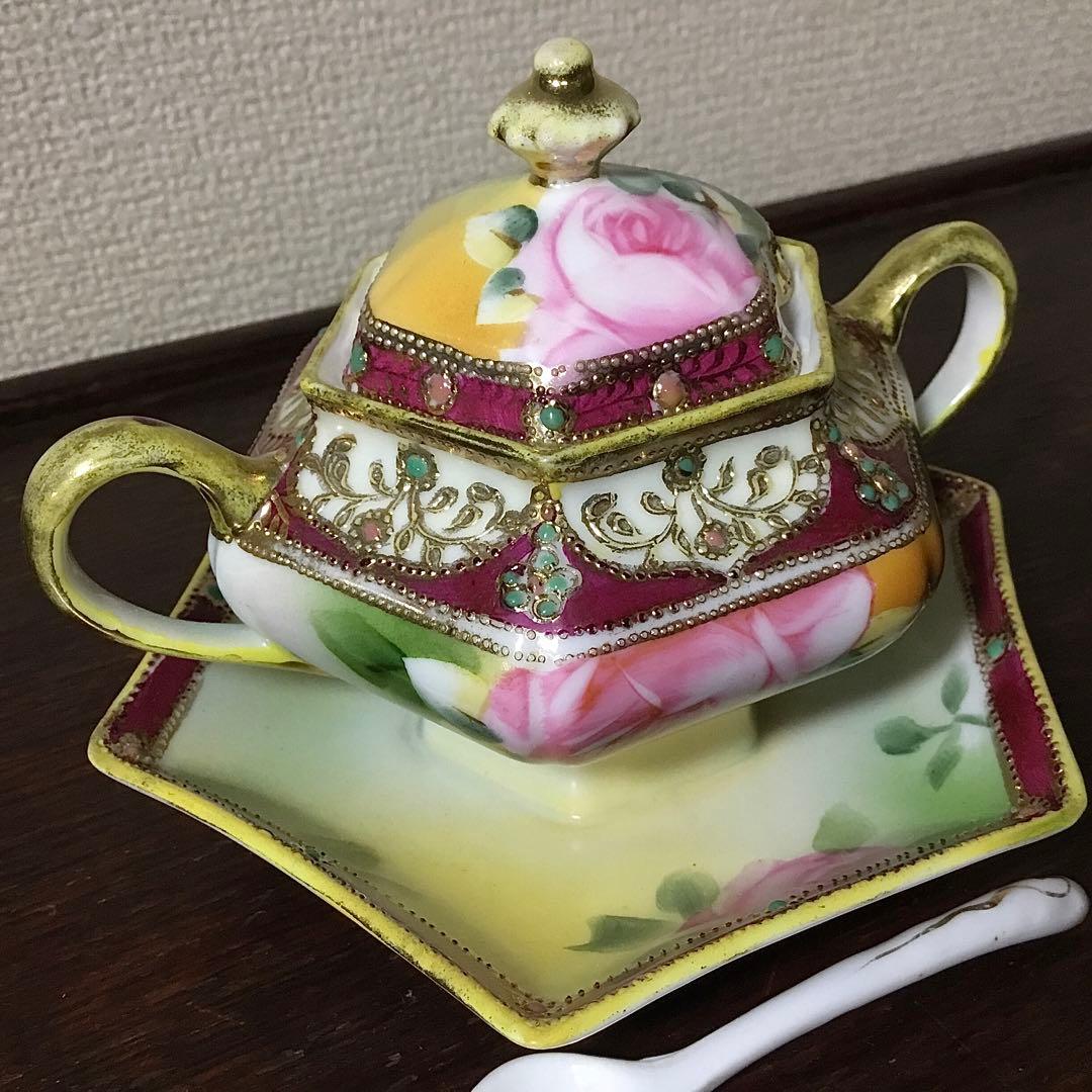 オールドノリタケ◆シュガーポット◆金彩 薔薇