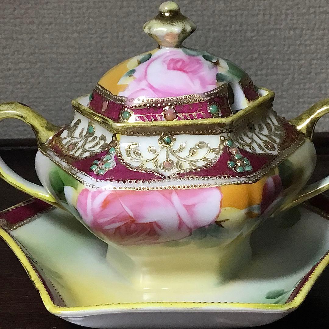 オールドノリタケ◆シュガーポット◆金彩 薔薇