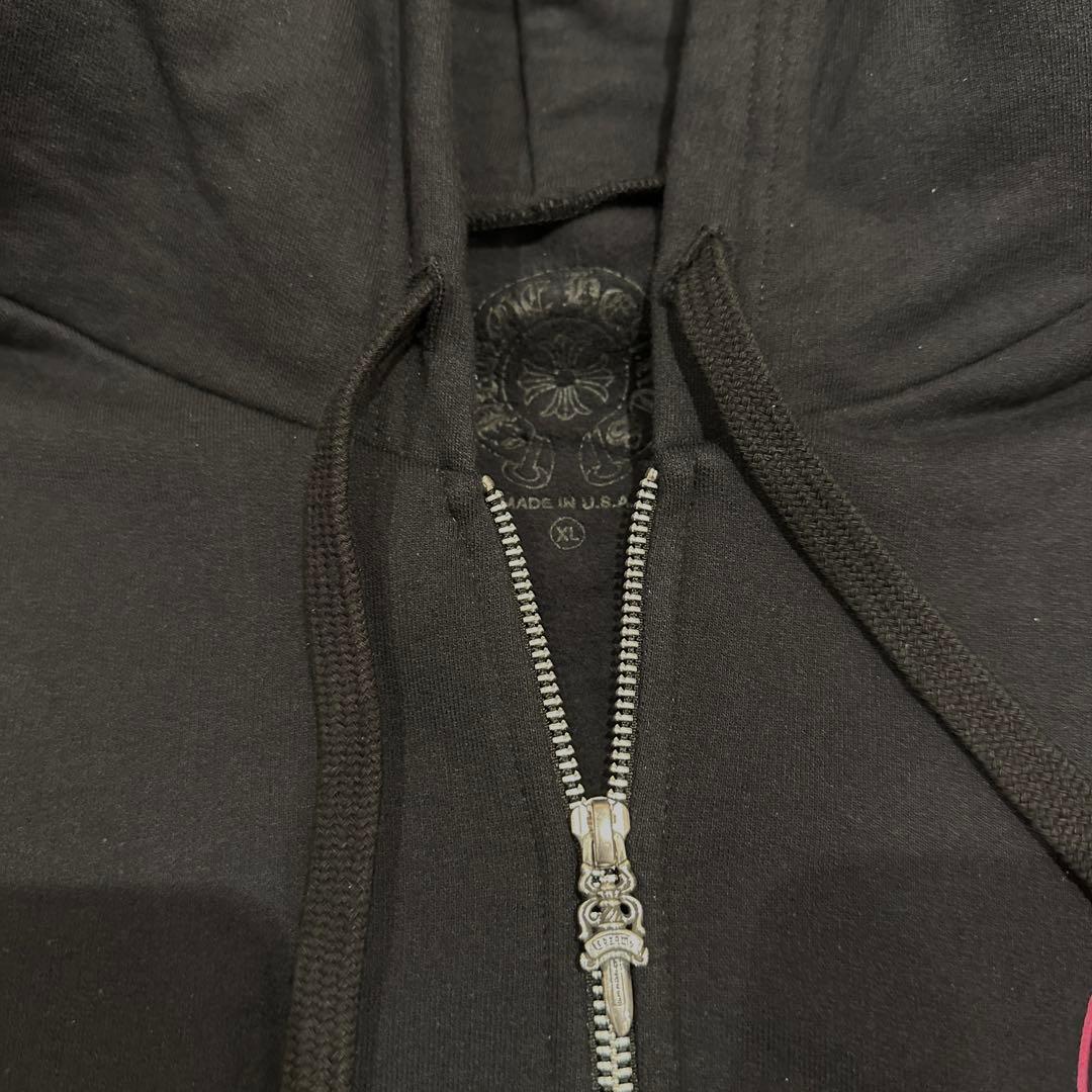 【新品正規品】新作希少クロムハーツ ジップパーカー 黒/ピンク　XLサイズ