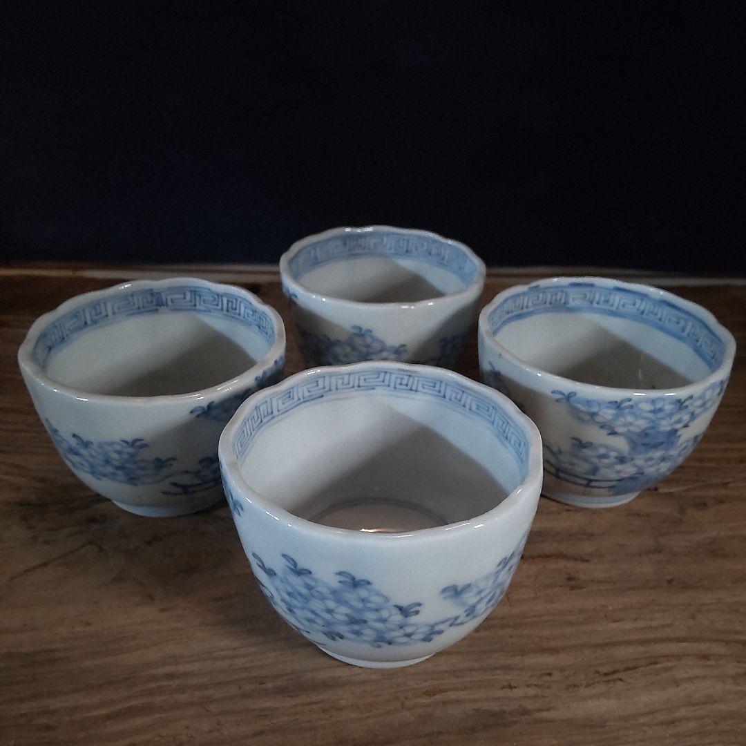 桜文様の、猪口向付け江戸時代四客セット